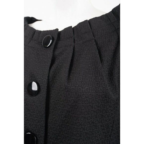 Worth Womens Textured Blazer Jacket Sz 14 Short Sleeved Black Button Front - Picture 3 of 6